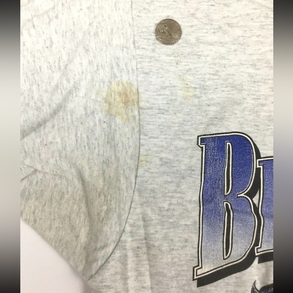 Vtg 90s Duke Blue Devils T-Shirt Flames Spell Out Logo Fire Basketball USA Sz XL - Picture 3 of 12